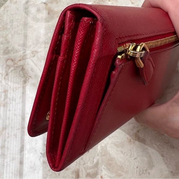 PRADA Saffiano Leather Continental Wallet in Fuoco Red - Picture 15 of 16